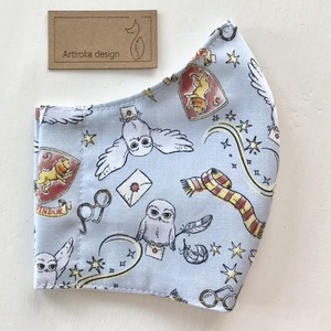 Harry Potter és Hedvig bagoly mintás pasztell szürke arcmaszk, szájmaszk, maszk - Artiroka design - gyerek - gyerek - Meska.hu