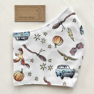 Harry Potter - Mr Weasleys,  repülő kék autó  -  arcmaszk, szájmaszk, maszk - Artiroka design - szűrőbetétes - szűrőbetétes - Meska.hu