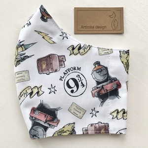 Harry Potter - Roxfort gyorsvonat, 9 3/4. vágány mintás arcmaszk - S MÉRET KÉSZLETEN- Artiroka design - gyerek - gyerek - Meska.hu