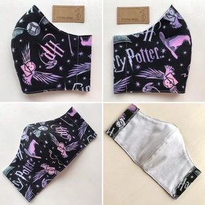 Harry Potter és Hedvig bagoly mintás fekete flanell arcmaszk, szájmaszk hideg időre - Artiroka design - gyerek - gyerek - Meska.hu
