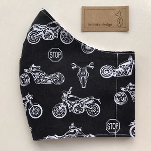Fekete motor mintás szájmaszk, maszk, arcmaszk - Harley Davidson - Artiroka design - férfi & uniszex - férfi & uniszex - Meska.hu