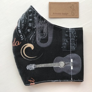 Zenekar és  kotta mintás, prémium arcmaszk, szájmaszk, maszk - koncert - zene - S méret - Artiroka design - gyerek - gyerek - Meska.hu