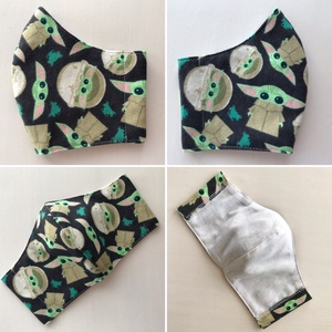 Baby Yoda mintás prémium flanel arcmaszk, szájmaszk, maszk, gyerekmaszk - szürke - Star Wars  - Artiroka design - gyerek - gyerek - Meska.hu