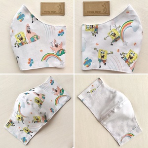 Spongya Bob és Patrik mintás prémium arcmaszk, szájmaszk  - S méret készleten - Artiroka design - gyerek - gyerek - Meska.hu