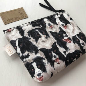 Border Collie kutya mintás, prémium pamut irattartó pénztárca, neszesszer  -  Artiroka design - táska & tok - pénztárca & más tok - kártyatartó & irattartó - Meska.hu