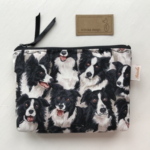 Border Collie kutya mintás, prémium pamut irattartó pénztárca, neszesszer  -  Artiroka design - táska & tok - pénztárca & más tok - kártyatartó & irattartó - Meska.hu