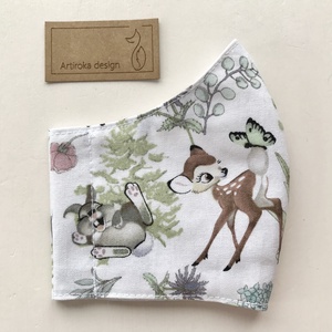 Bambi és nyuszi mintás arcmaszk, szájmaszk, maszk XS méretben - Artiroka design - gyerek - gyerek - Meska.hu
