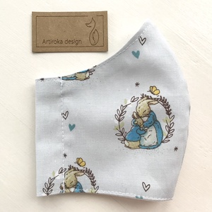 Nyuszi mama és gyermeke mintás prémium arcmaszk, szájmaszk, gyerekmaszk XS méret - Beatrix Potter - Artiroka design - maszk, arcmaszk - gyerek - Meska.hu