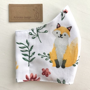 Róka, bárány és mezei virág mintás maszk, szájmaszk XS MÉRETBEN - Artiroka design - gyerek - gyerek - Meska.hu