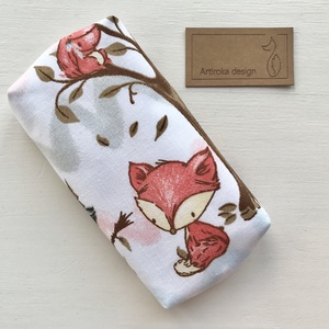 Róka, bagoly, mókus és őzike mintás bélelt papírzsebkendő tartó - Artiroka design - táska & tok - pénztárca & más tok - zsebkendőtartó tok - Meska.hu