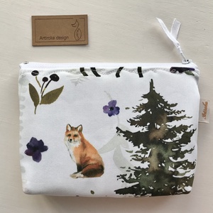Róka az erdőben - egyedi akvarell mintás prémium pamut irattartó pénztárca, neszesszer  -  Artiroka design - táska & tok - pénztárca & más tok - pénztárca - Meska.hu