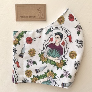 Frida Kahlo  és a papagájok - prémium pamut textilből készült maszk AKCIÓ - Mesedoboz  - Artiroka design  - női - női - Meska.hu