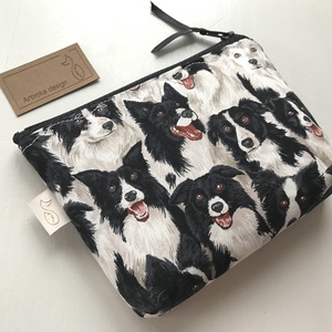 Border Collie kutya mintás, prémium pamut irattartó pénztárca, neszesszer  -  Artiroka design - táska & tok - pénztárca & más tok - pénztárca - Meska.hu
