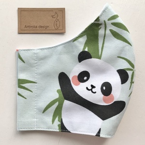 Panda mackó mintás pasztellzöld arcmaszk, szájmaszk, maszk, gyerekmaszk- Artiroka design - női - női - Meska.hu