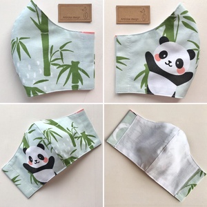Panda mackó mintás pasztellzöld arcmaszk, szájmaszk, maszk, gyerekmaszk- Artiroka design - női - női - Meska.hu