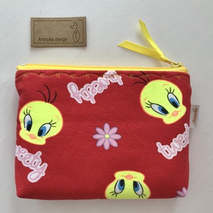 Piros színű, Csőrike mintás, irattartó, pénztárca - Tweety  - Artiroka design  - táska & tok - pénztárca & más tok - kártyatartó & irattartó - Meska.hu