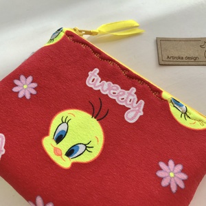 Piros színű, Csőrike mintás, irattartó, pénztárca - Tweety  - Artiroka design  - táska & tok - pénztárca & más tok - kártyatartó & irattartó - Meska.hu