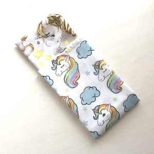 Unikornis mintás, pamut textil zsebkendő vagy szalvéta szett, pasztell színben - Artiroka design - szépségápolás - egészségmegőrzési kellékek - Meska.hu