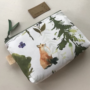 Róka és szarvas találkozása - egyedi akvarell mintás prémium pamut irattartó pénztárca, neszesszer  -  Artiroka design - táska & tok - pénztárca & más tok - pénztárca - Meska.hu
