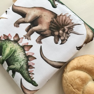 Dinoszaurusz mintás prémium neszesszer, uzsonna tasak - zipper bag  - Artiroka design - szendvics csomagoló - szendvics csomagoló - Meska.hu