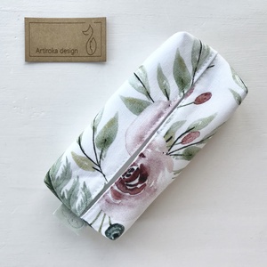 Akvarell, rózsa mintás, prémium pamut, zsebkendőtartó pasztell színekben  -  Artiroka design  - Meska.hu