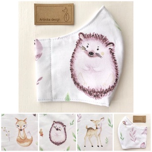 Süni, róka vagy őzike mintás pamut textil, egyedi arcmaszk, szájmaszk  - Artiroka design  - gyerek - gyerek - Meska.hu