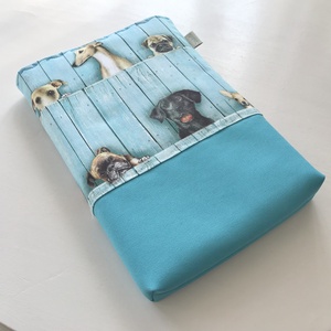 KÖNYVTOK prémium pamut textilből, vidám kutya mintával  - Artiroka design - táska & tok - ebook & tablet tok - Meska.hu