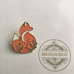Róka mintás kitűző  - Mesedoboz - ékszer - kitűző és bross - Meska.hu