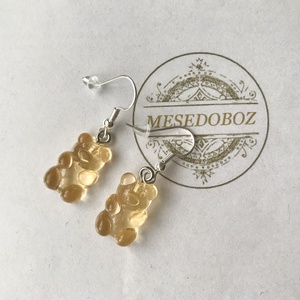 Aranysárga maci fülbevaló   - Mesedoboz - ékszer - fülbevaló - lógó fülbevaló - Meska.hu