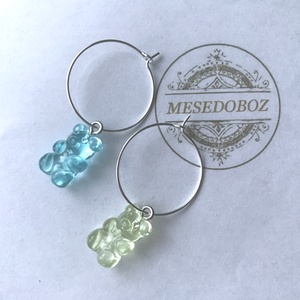 Karika fülbevaló maci medállal - Mesedoboz, Ékszer, Fülbevaló, Karika fülbevaló, Ékszerkészítés, MESKA