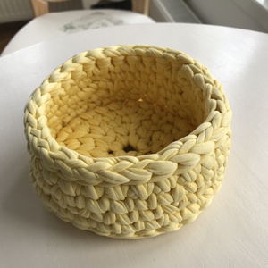 Sárga horgolt kosár - otthon & életmód - tárolás & rendszerezés - tárolókosár - Meska.hu