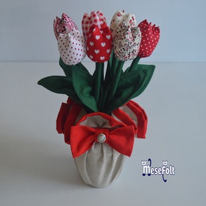 Tulipán - textil virágcsokor - otthon & lakás - dekoráció - virágdísz és tartó - csokor & virágdísz - Meska.hu