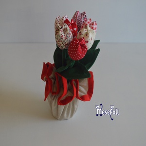 Tulipán - textil virágcsokor - otthon & életmód - dekoráció - virágdísz és tartó - csokor & virágdísz - Meska.hu