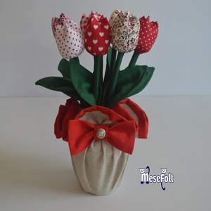 Tulipán - textil virágcsokor - otthon & életmód - dekoráció - virágdísz és tartó - csokor & virágdísz - Meska.hu