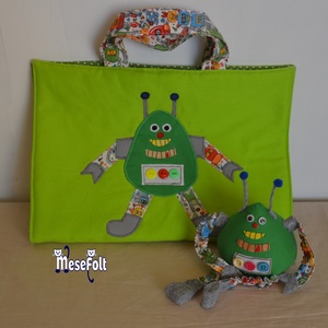 Robotos rajztáska játékfigurával - táska & tok - variálható táska - Meska.hu