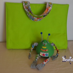 Robotos rajztáska játékfigurával - táska & tok - variálható táska - Meska.hu