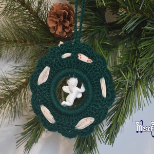 Karácsonyi koszorú (zöld-angyal) - karácsony - karácsonyi lakásdekoráció - karácsonyfadíszek - Meska.hu