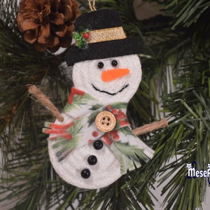 Hóember karácsonyfadísz, Karácsony, Karácsonyi lakásdekoráció, Karácsonyi manók, figurák, Varrás, MESKA