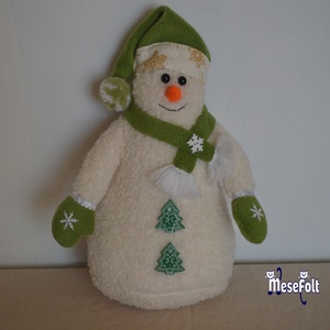 Hóember játékfigura, Karácsony, Karácsonyi lakásdekoráció, Karácsonyi manók, figurák, Varrás, MESKA