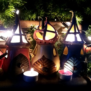 Meselámpás adventi mécsestartók - 3 db, TELJES KOLLEKCIÓ -  - Meska.hu