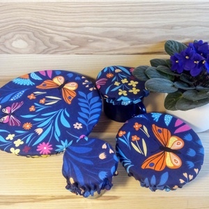 Textil edényfedő, edénysapka szett - 4 db-os, pillangó - otthon & életmód - konyhafelszerelés, tálalás - konyhai textil - edényfogó & edényfedő - Meska.hu