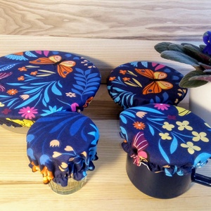 Textil edényfedő, edénysapka szett - 4 db-os, pillangó - otthon & életmód - konyhafelszerelés, tálalás - konyhai textil - edényfogó & edényfedő - Meska.hu