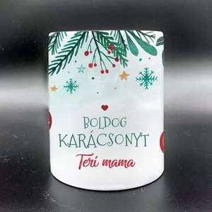 Karácsonyfadíszes bögre nagymamáknak az unokák nevével - Meska.hu