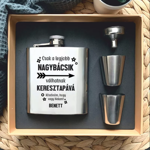 Keresztapának, ajándék flaska szett, Otthon & Életmód, Konyhafelszerelés, tálalás, Flaska, csatos üveg, Gravírozás, pirográfia, MESKA