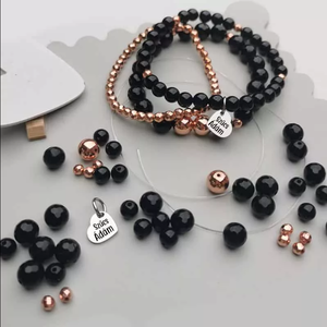 Rose gold-Ónix ásvány karkötő szett: csináld magad ékszer - ékszer - karkötő - karkötő medállal - Meska.hu