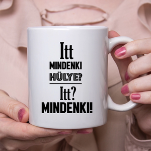 Itt mindenki hülye  vicces bögre, Otthon & Életmód, Konyhafelszerelés, tálalás, Tálalás, Bögre & Csésze, Decoupage, transzfer és szalvétatechnika, Mindenmás, MESKA