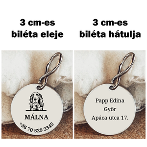 Gravírozott biléta Spániel kutyának - otthon & életmód - kisállatoknak - kutyáknak - kutya biléta - Meska.hu