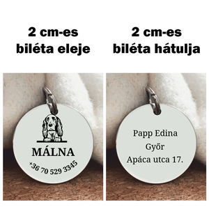 Gravírozott biléta Spániel kutyának - otthon & életmód - kisállatoknak - kutyáknak - kutya biléta - Meska.hu