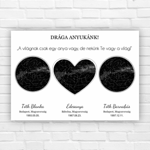 3 csillagállásos, egyedi csillagkép édesanyáknak - otthon & életmód - dekoráció - kép & falikép - poszter - Meska.hu