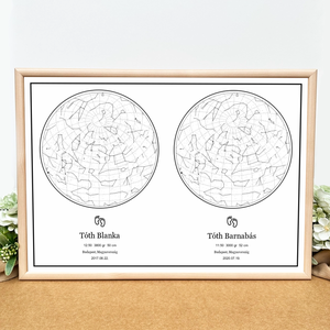 2 gyermekes babaemlékőrző csillagtérkép ajándék, Otthon & Életmód, Dekoráció, Kép & Falikép, Poszter, Fotó, grafika, rajz, illusztráció, MESKA